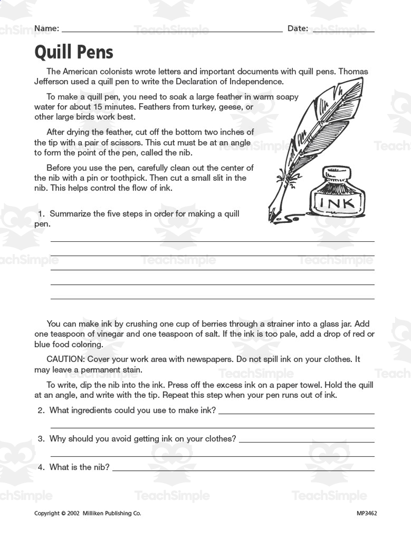 Main Ideas CCSS RI 5 2 Supplemental Worksheets For The Common Core By Teach Simple