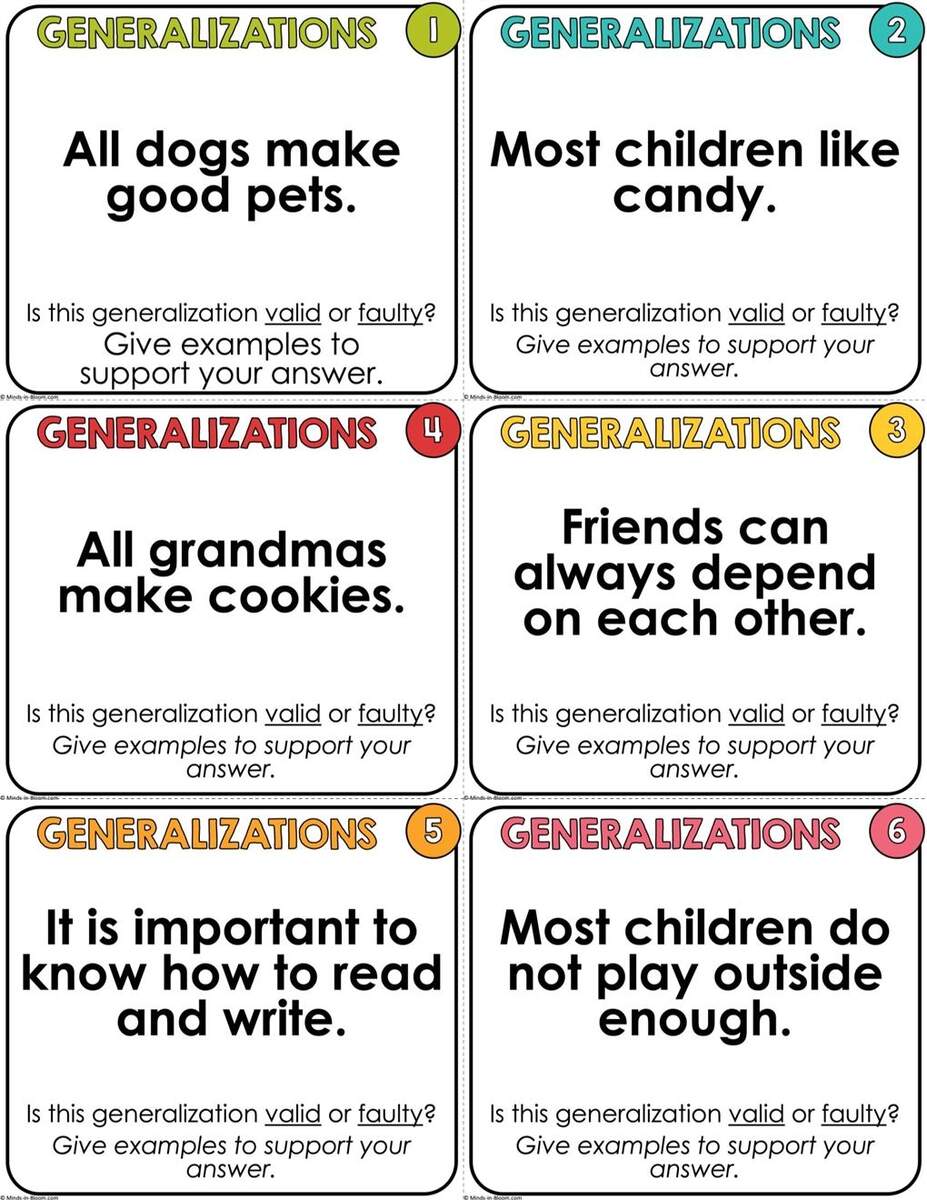 Making Generalizations Task Cards Valid Or Faulty COLOR Minds In Bloom Unlimited Making Generalizations Task Cards Valid Or Faulty COLOR Minds In Bloom Unlimited