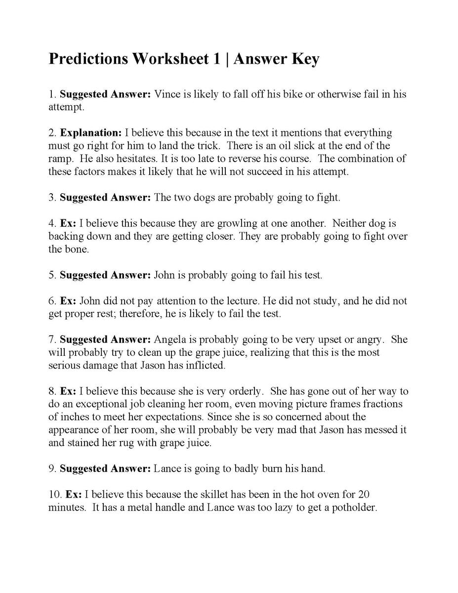 Making Predictions Worksheet 1 Reading Activity Making Predictions Worksheet 1 Reading Activity