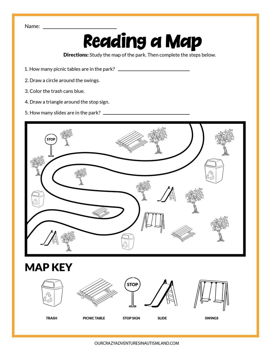 Map Skills Activity Printable Our Crazy Adventures In Autismland