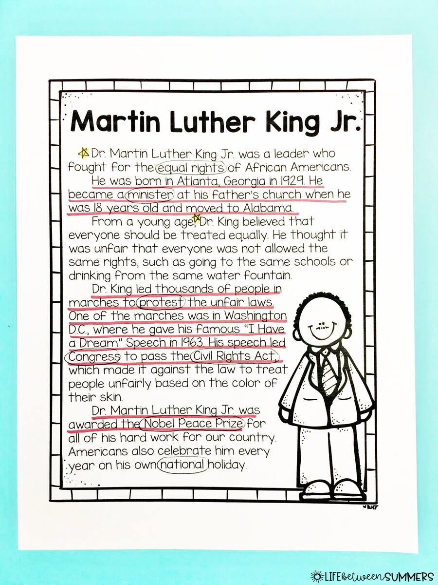 Martin Luther King Writing Reading Comprehension Bundle Life Between Summers Martin Luther King Writing Reading Comprehension Bundle Life Between Summers