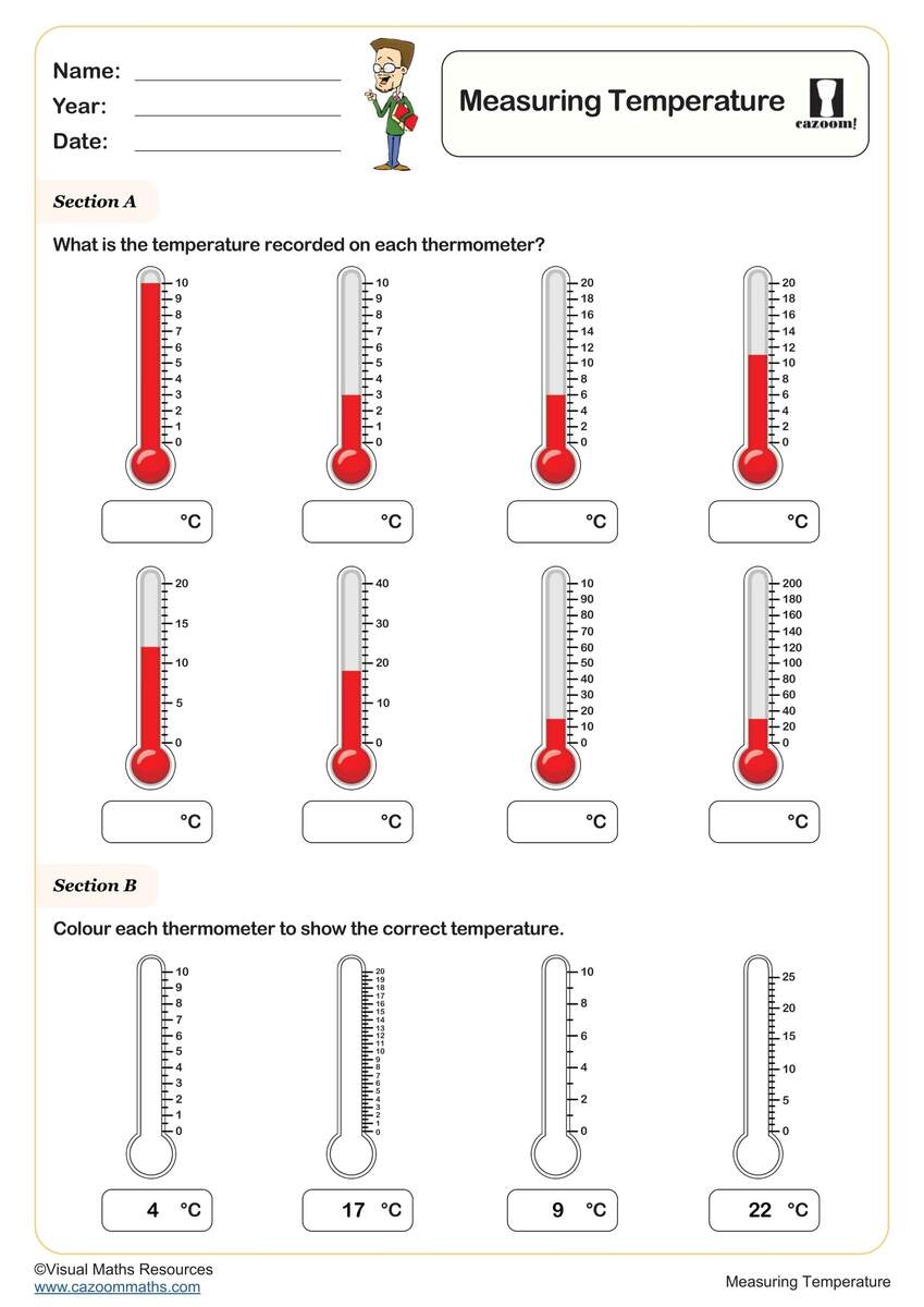 Measuring Temperature Fun And Engaging Year 2 Measurement Worksheet