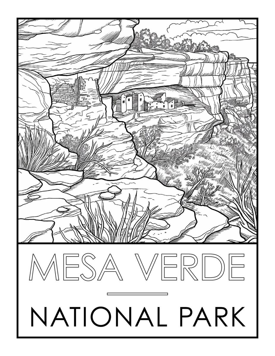 Mesa Verde National Park Coloring Page Etsy Mesa Verde National Park Coloring Page Etsy