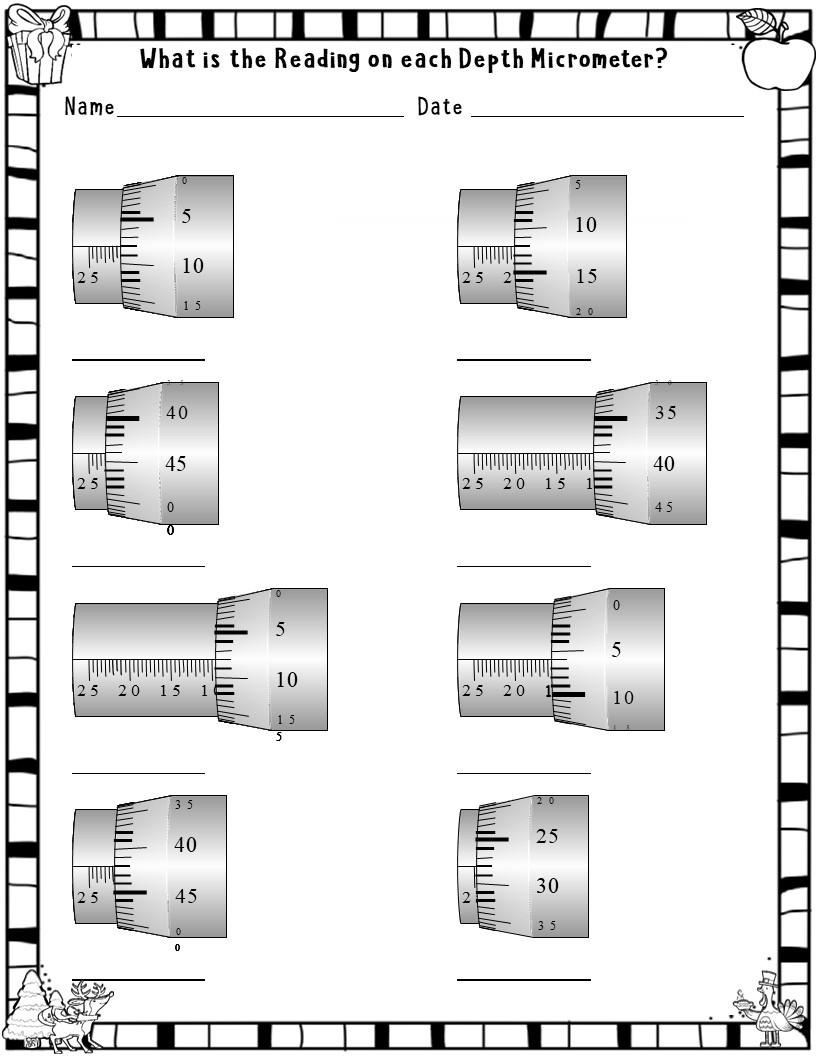 Micrometer Practice Sheets Printable