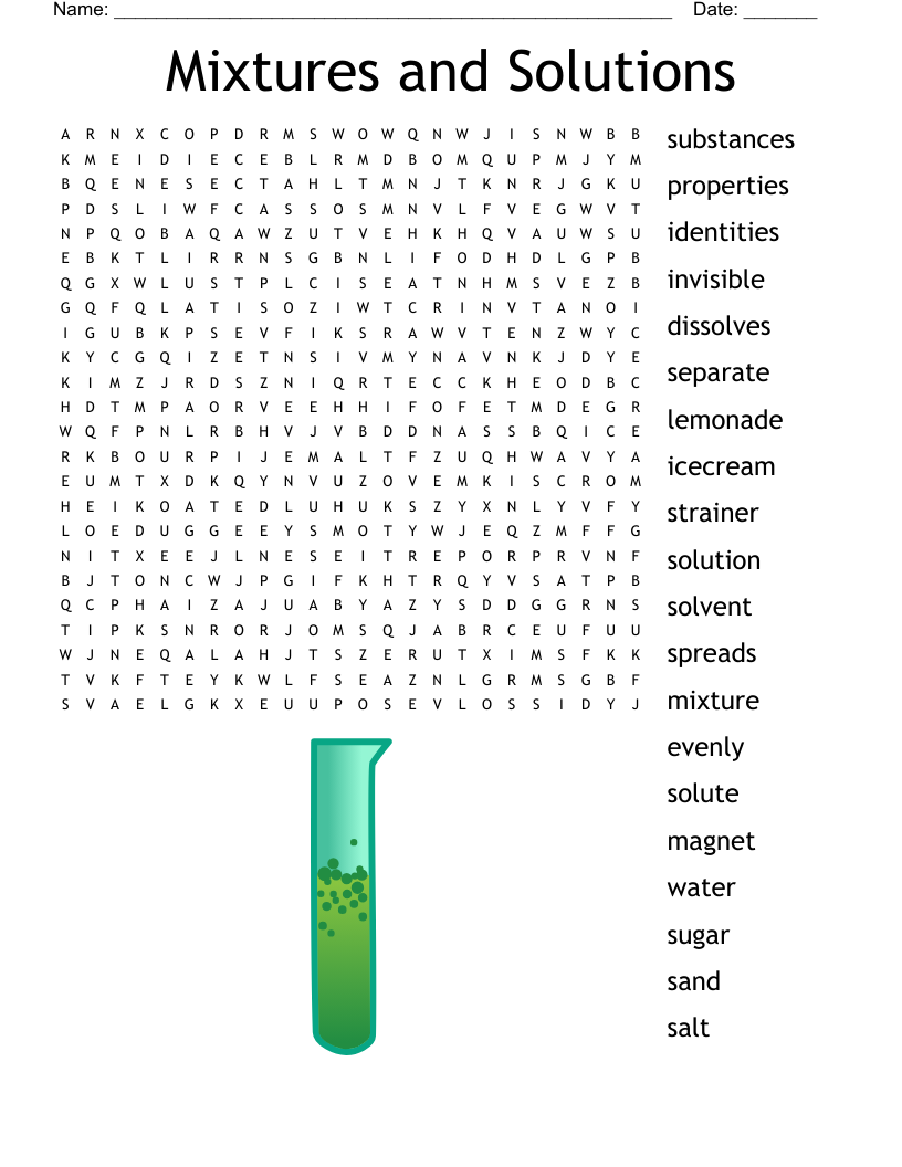 Mixtures And Solutions Word Search WordMint Mixtures And Solutions Word Search WordMint