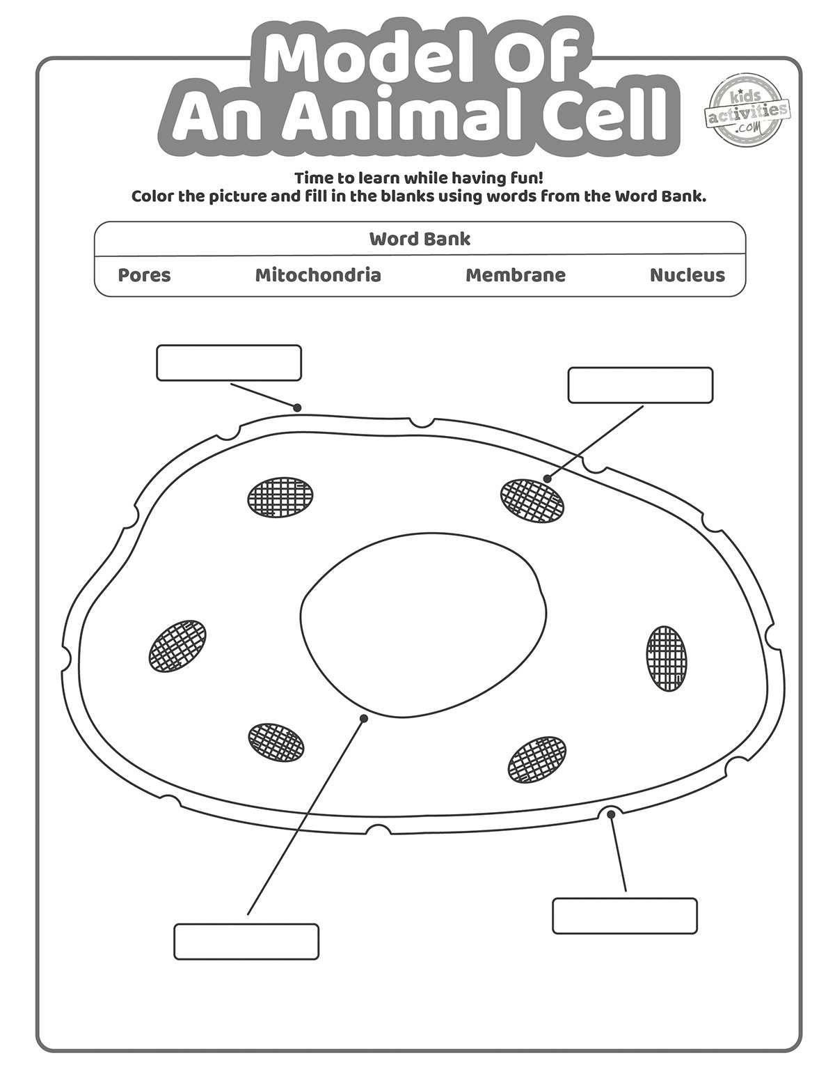 Model Of A Plant Cell Worksheet Coloring Pages Kids Activities Blog