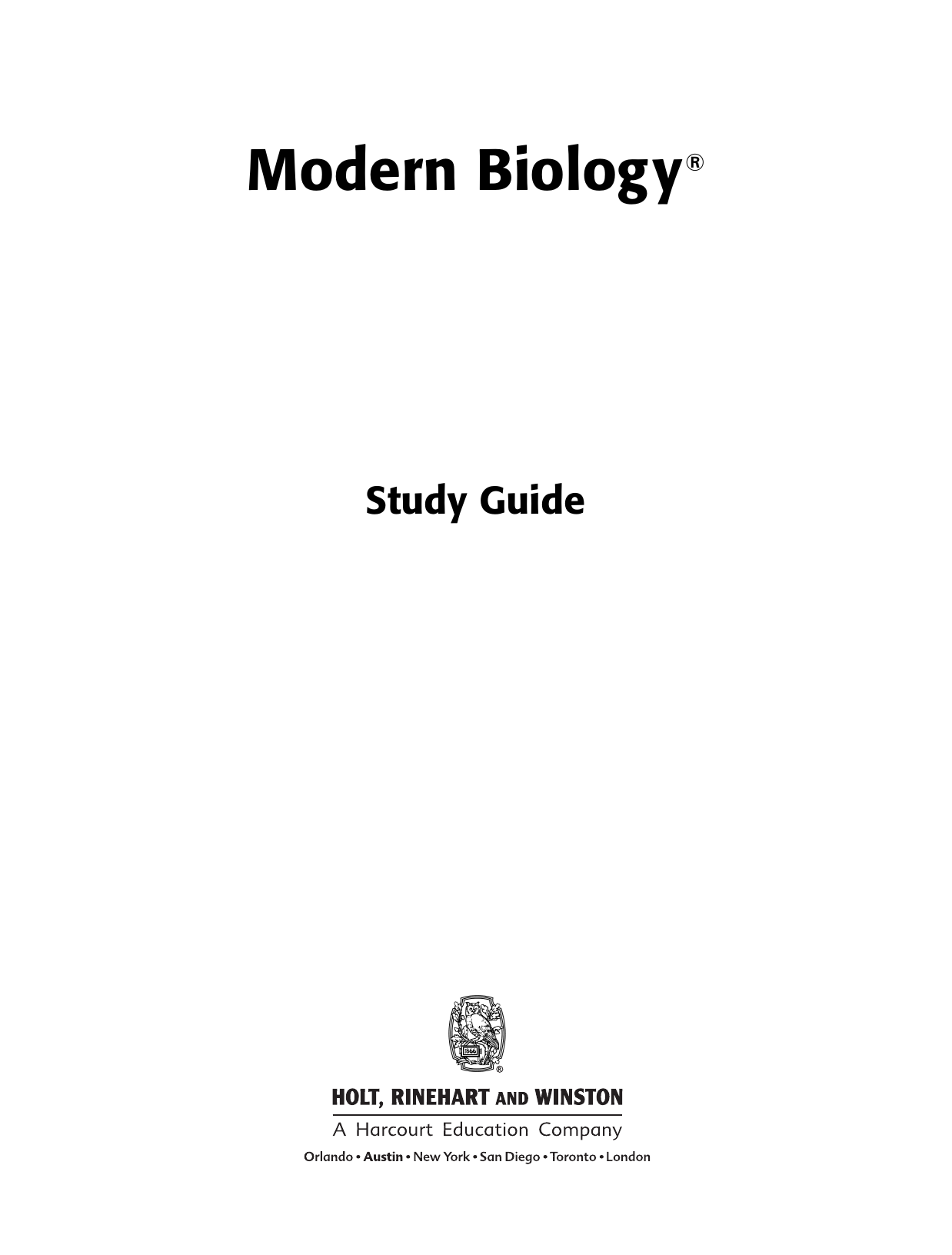 Modern Biology Study Guide Modern Biology Study Guide