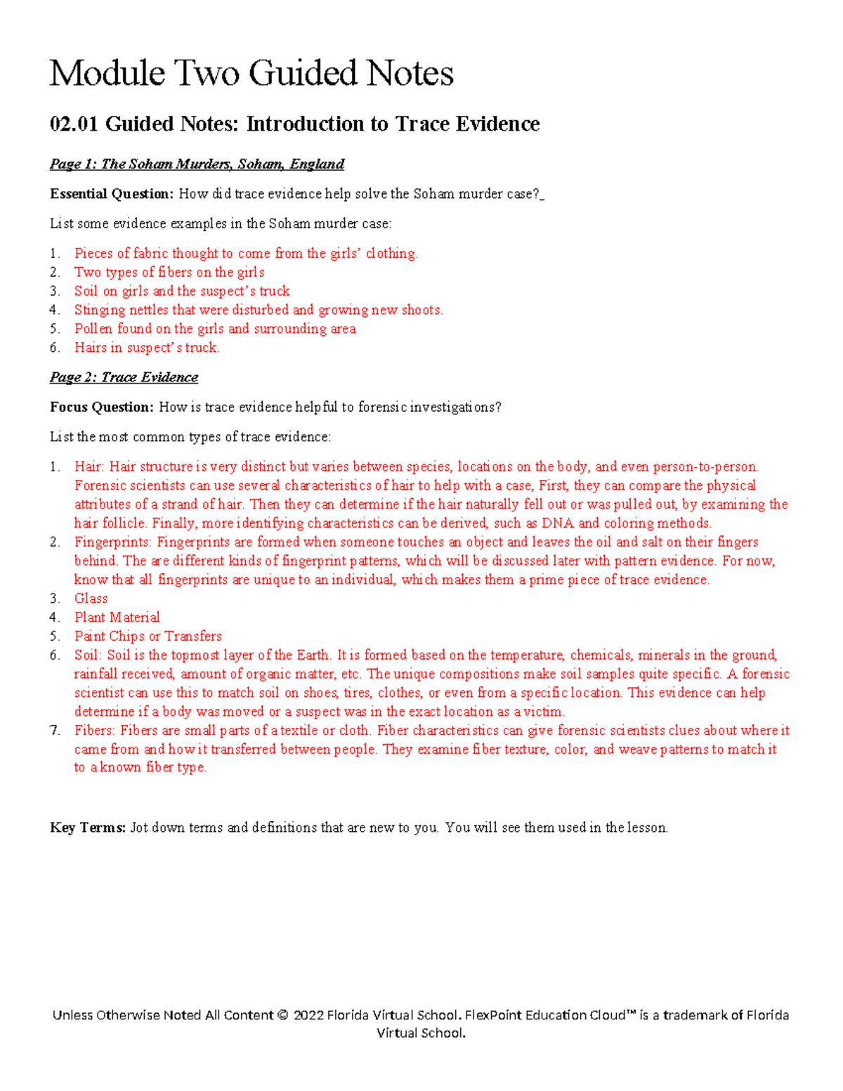 Module 1 Guided Notes Forensic Science Essentials FLVS Studocu