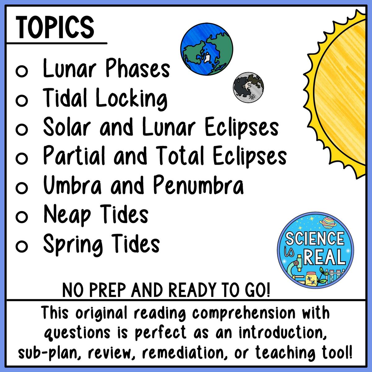 Moon Phases Eclipses And Tides Reading Comprehension Activity Classful Moon Phases Eclipses And Tides Reading Comprehension Activity Classful