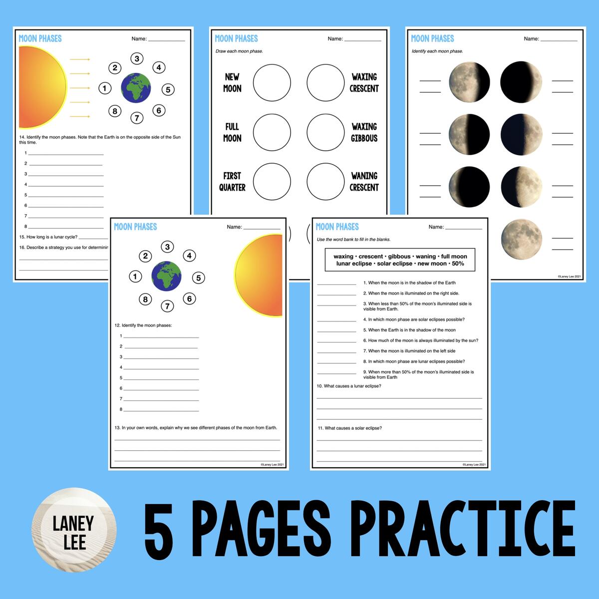Moon Phases Reading Comprehension Worksheets Moon Phases Reading Comprehension Worksheets