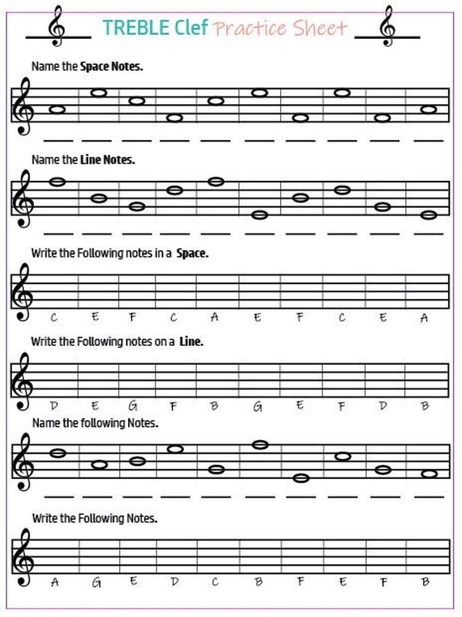 Music Notation Practice Sheets With Answer Keys Etsy