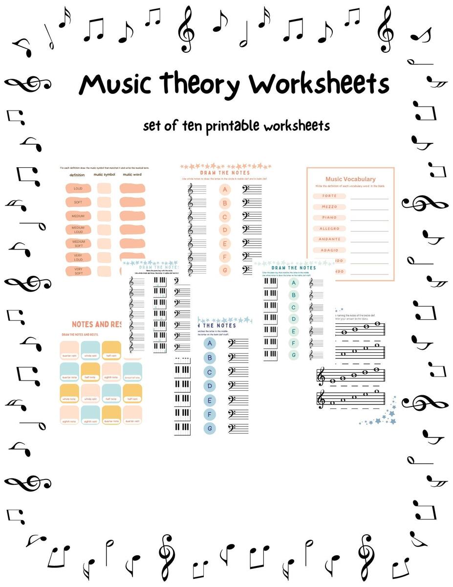 Music Worksheets Printable Music Theory Worksheets Homeschool Music Piano Lesson Worksheets Music Education Worksheet Music Vocabulary Etsy FREE Printable Music Note Naming Worksheets Presto Its Music Worksheets Library