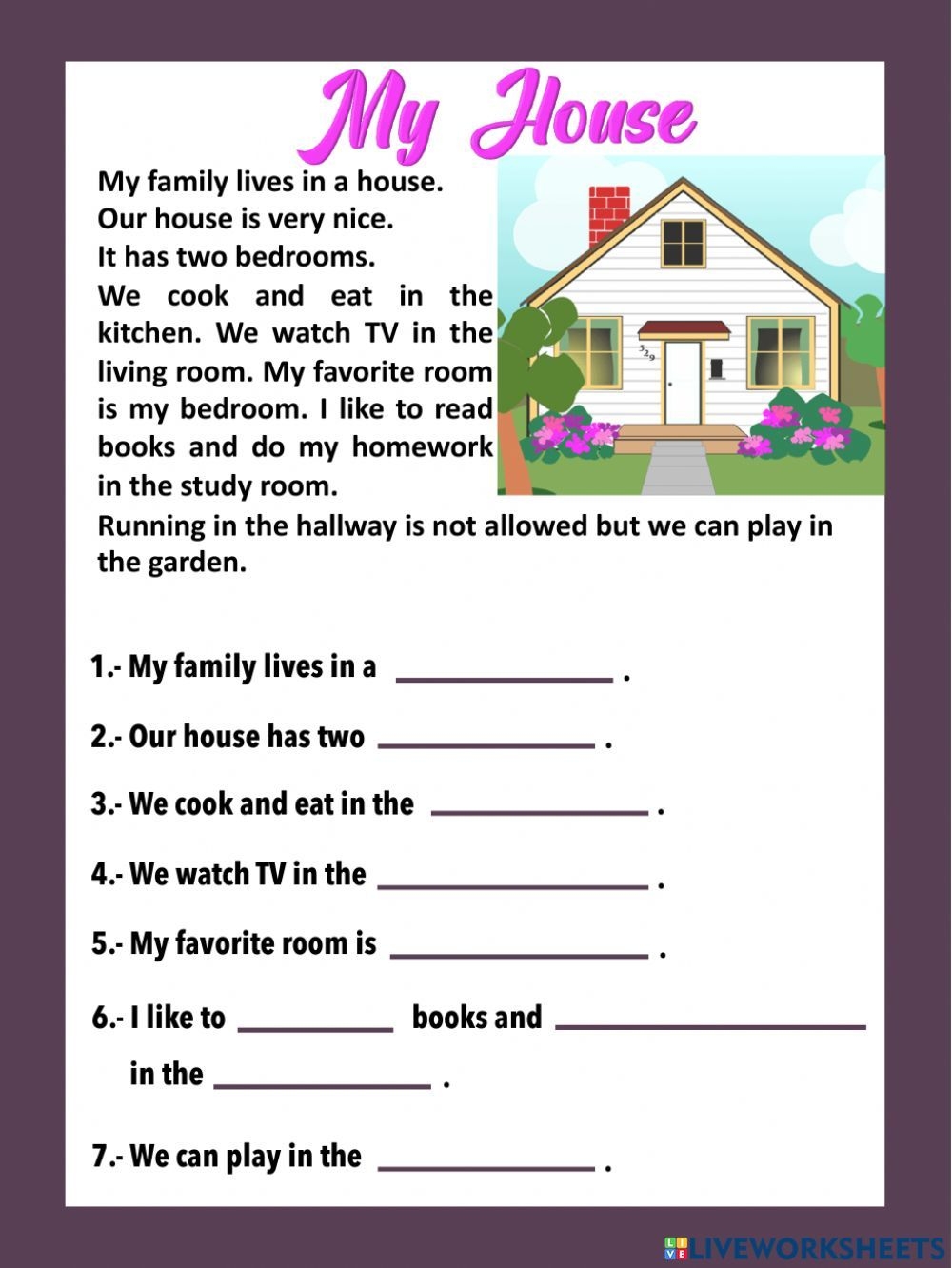 My House Online Exercise For 3rd Grade