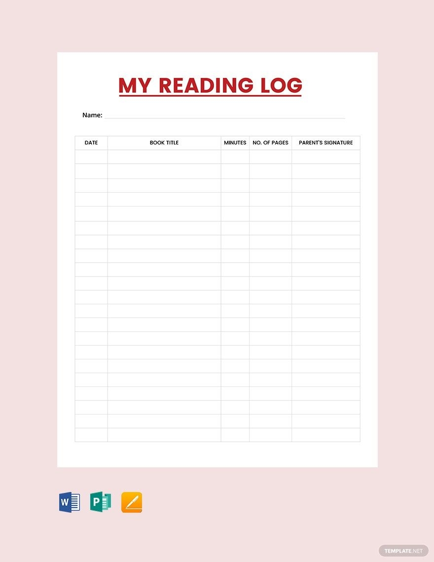 My Personal Reading Log Template In Pages Word Publisher Google Docs Download Template