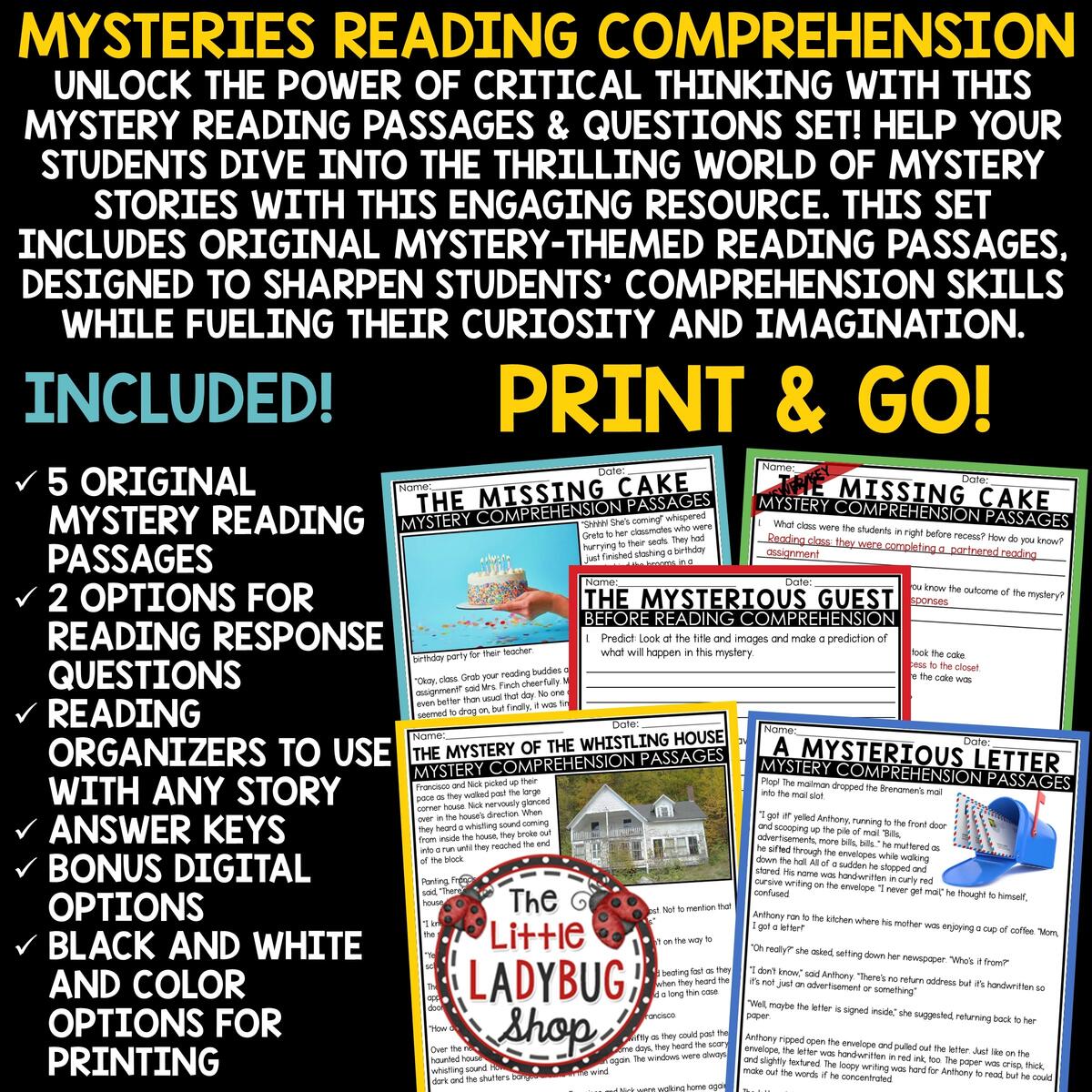 Mystery Reading Comprehension Passages 3rd 4th Grade Mysteries The Little Ladybug Shop Mystery Reading Comprehension Passages 3rd 4th Grade Mysteries The Little Ladybug Shop