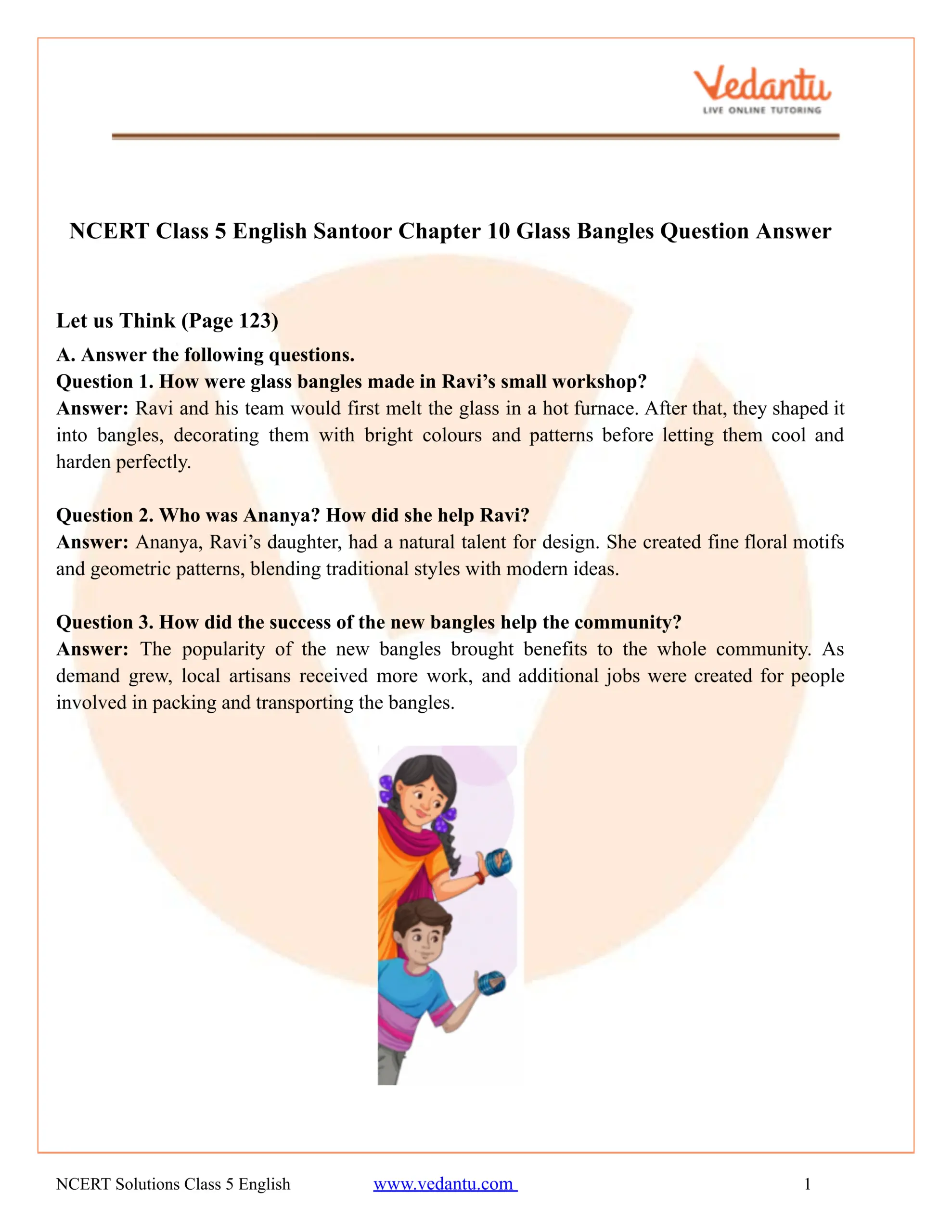NCERT Solutions Class 5 English Chapter 10 Santoor Glass Bangles NCERT Solutions Class 5 English Chapter 10 Santoor Glass Bangles