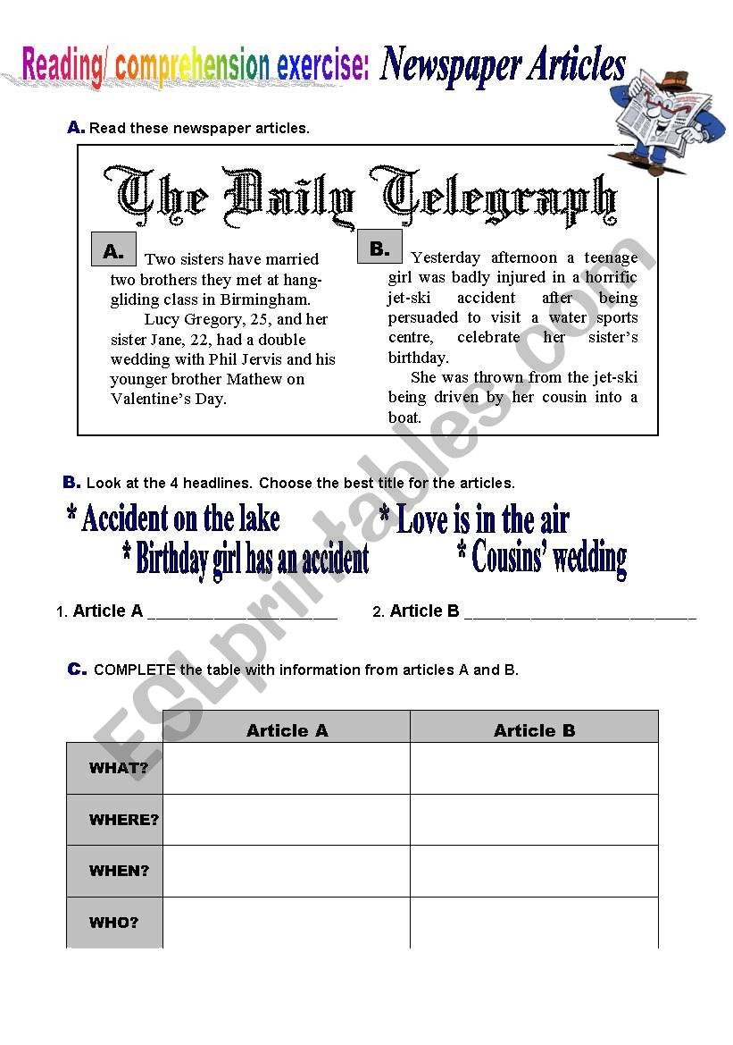Reading The News ESL Worksheet By Allyana