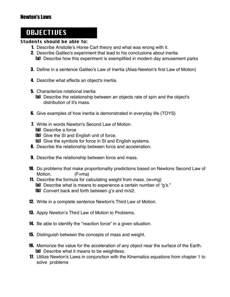 Newton S Laws Worksheets 08 Newton S Laws Of Motion Practice Worksheet 1 Exercises Problems Studocu