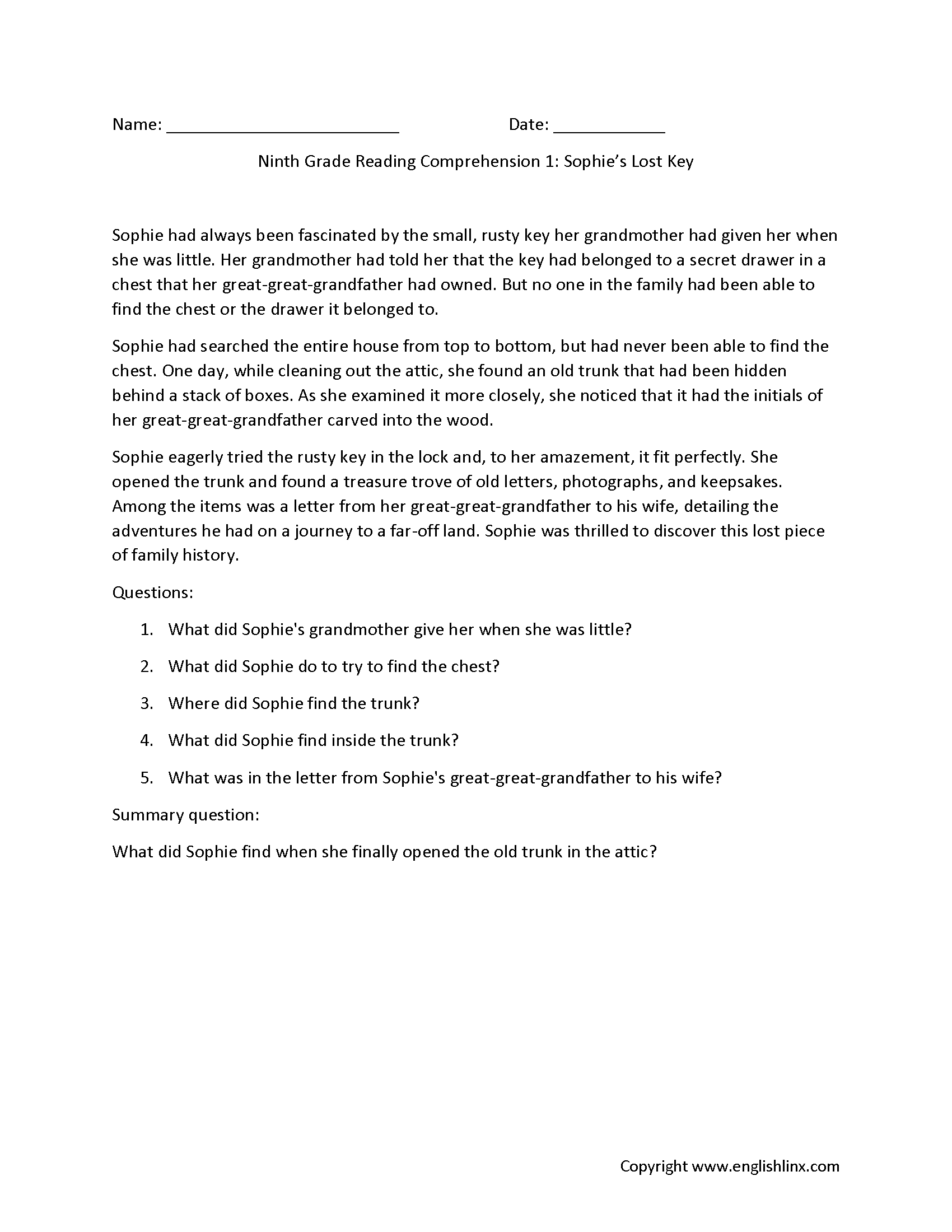 Ninth Grade Reading Comprehension Worksheets Passages Question Sets 15 Printable 9th Grade Reading Comprehension Worksheets Free PDF At Worksheeto