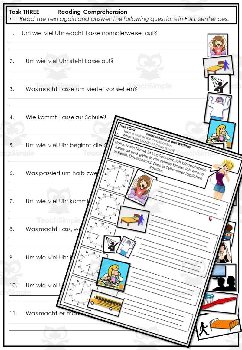NO Prep German Reading Comprehension And Writing Tasks Mein Tagesablauf My Daily Routine By Teach Simple NO Prep German Reading Comprehension And Writing Tasks Mein Tagesablauf My Daily Routine By Teach Simple
