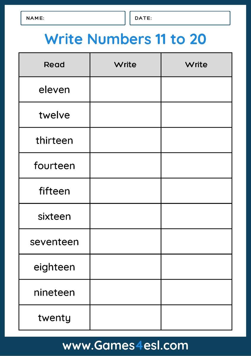Numbers As Words Worksheets Games4esl Numbers As Words Worksheets Games4esl