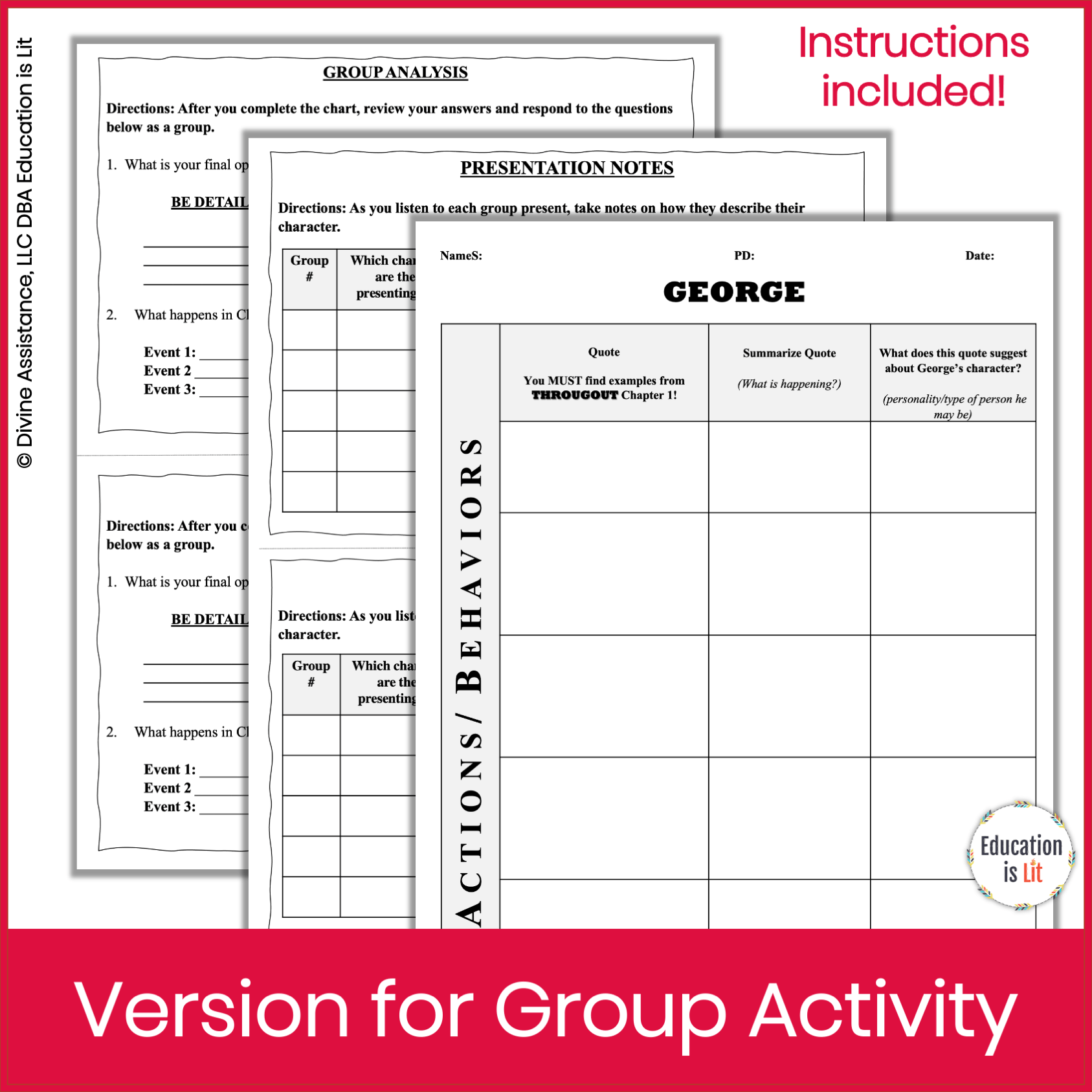 Of Mice And Men Chapter 1 Activity George Lennie Character Analysis Education Is Lit Of Mice And Men Chapter 1 Activity George Lennie Character Analysis Education Is Lit