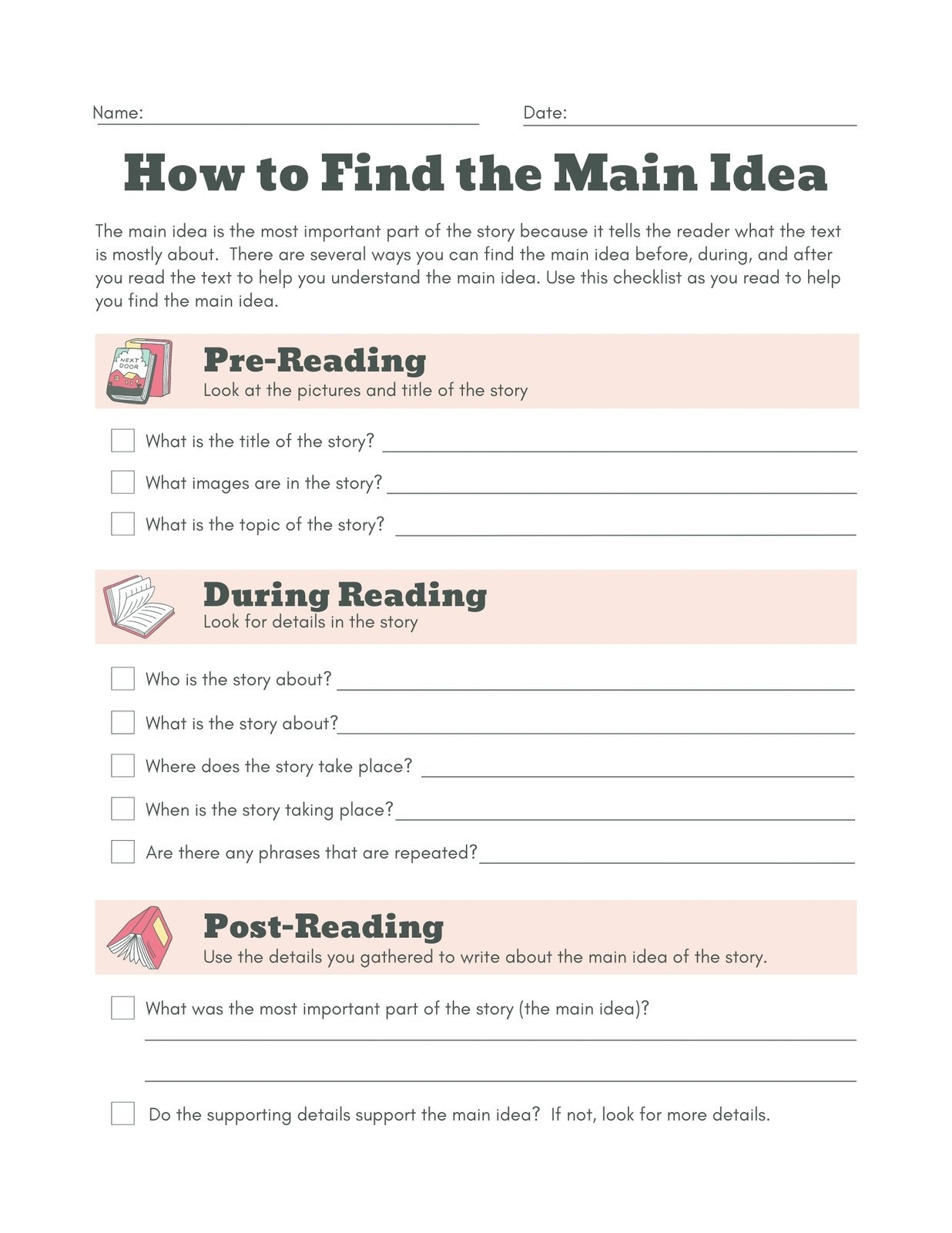 Page 2 Free Custom And Printable Reading Worksheet Templates Canva Main Idea And Details 1st Grade Decodable Reading Passages With Questions Fishyrobb