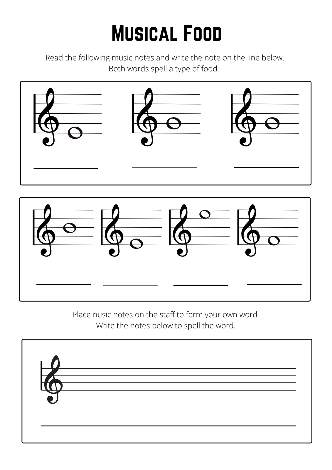 Page 3 Free Music Worksheet Templates To Edit And Print Canva