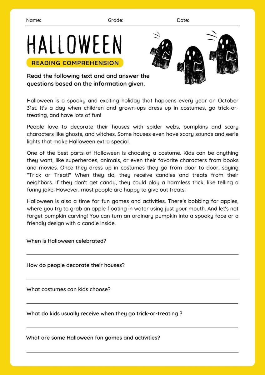 Page 6 Free Printable Halloween Worksheet Templates To Edit Canva