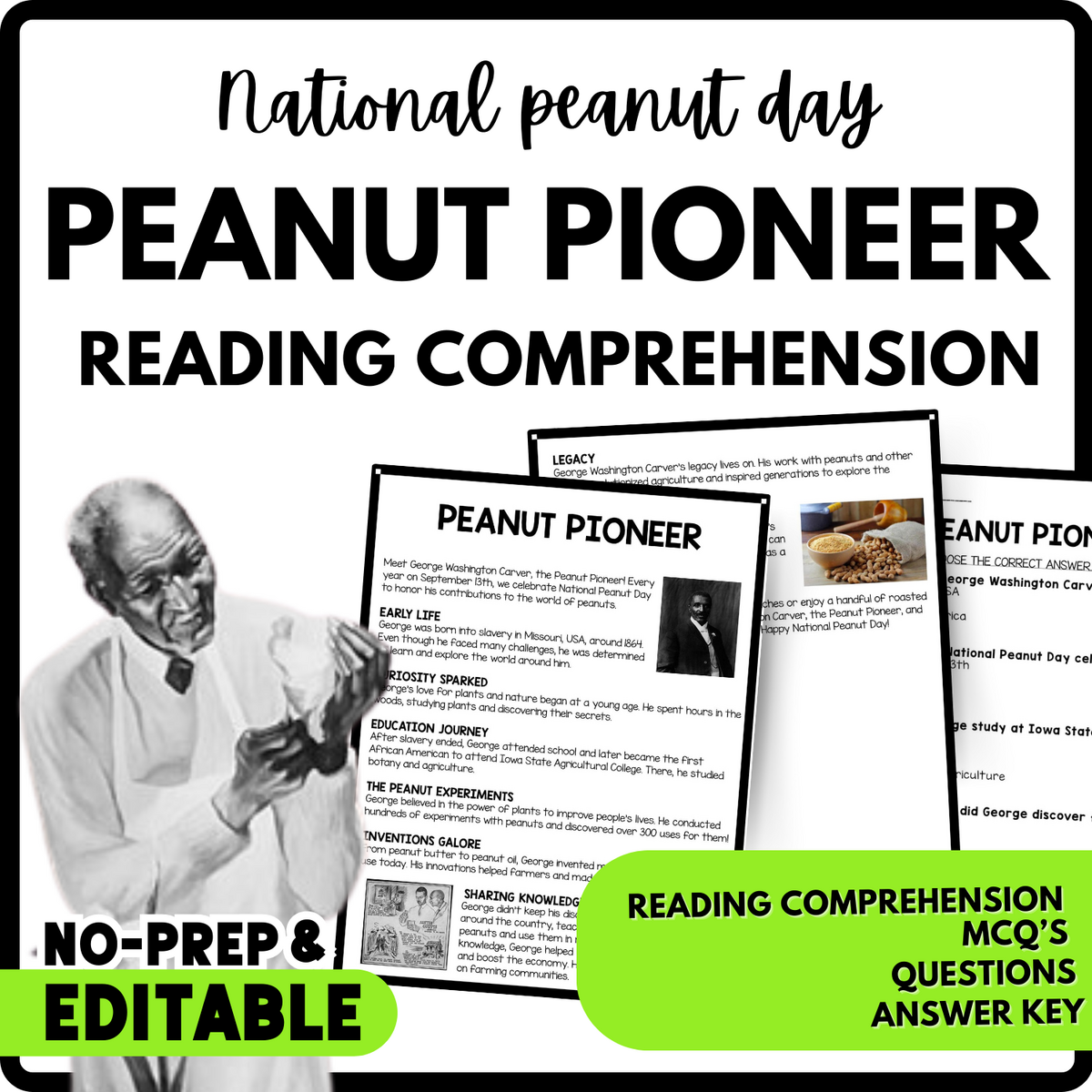 Peanut Pioneer Reading Comprehension Worksheet Teachers Stock