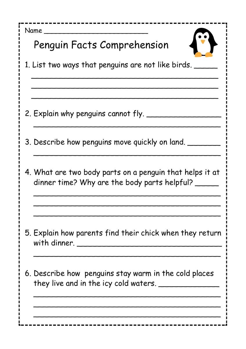 PENGUINS READING COMPREHENSION 4 DIFFERENT ACTIVITIES ESL Worksheet By Lupiscasu