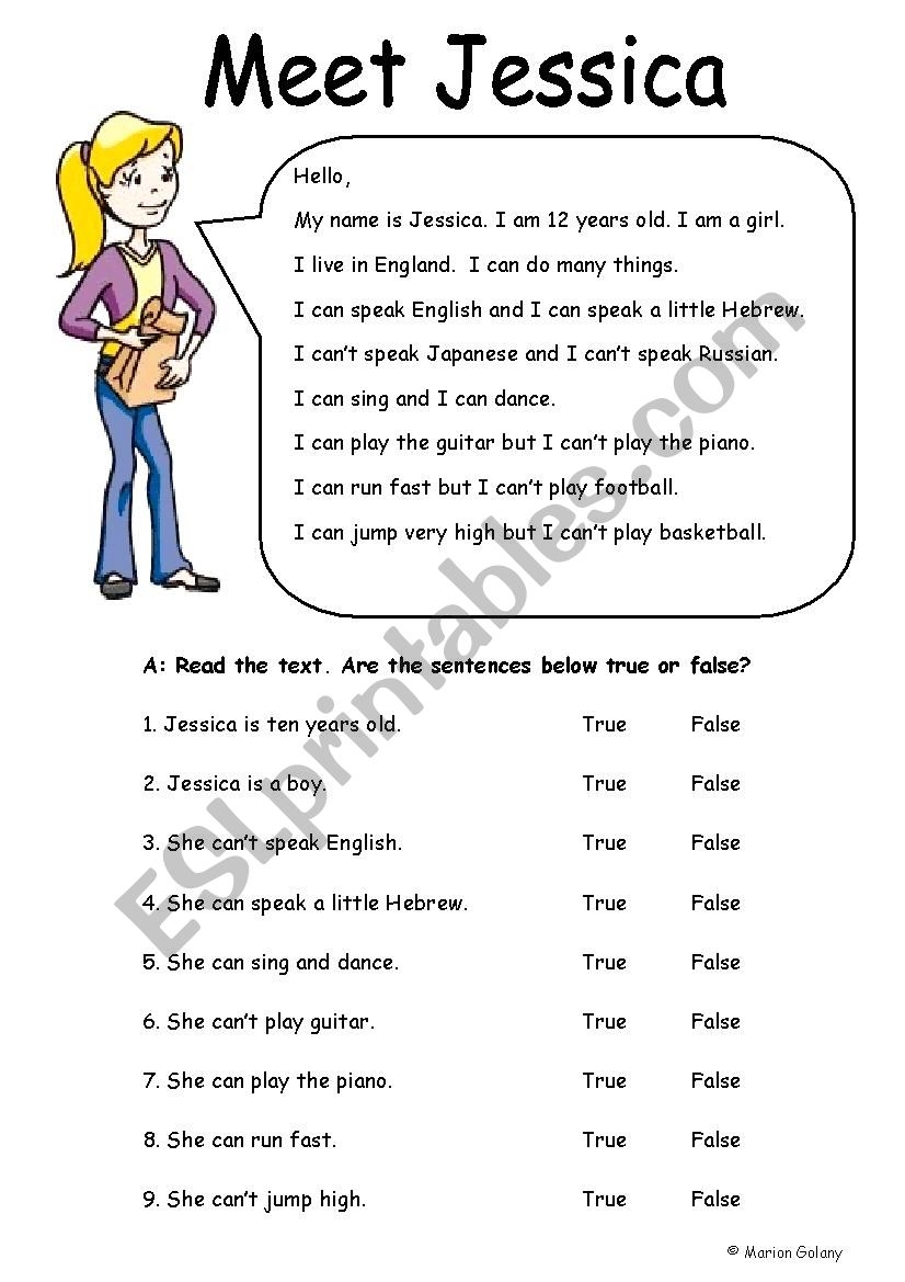 Personal Info And Can can t For Ability Reading Comprehension guided Writing Exercise 2pages ESL Worksheet By MarionG