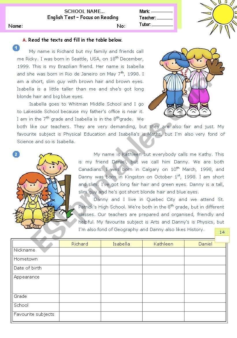 Personal Information Reading Test ESL Worksheet By Mena22 Personal Information Reading Test ESL Worksheet By Mena22