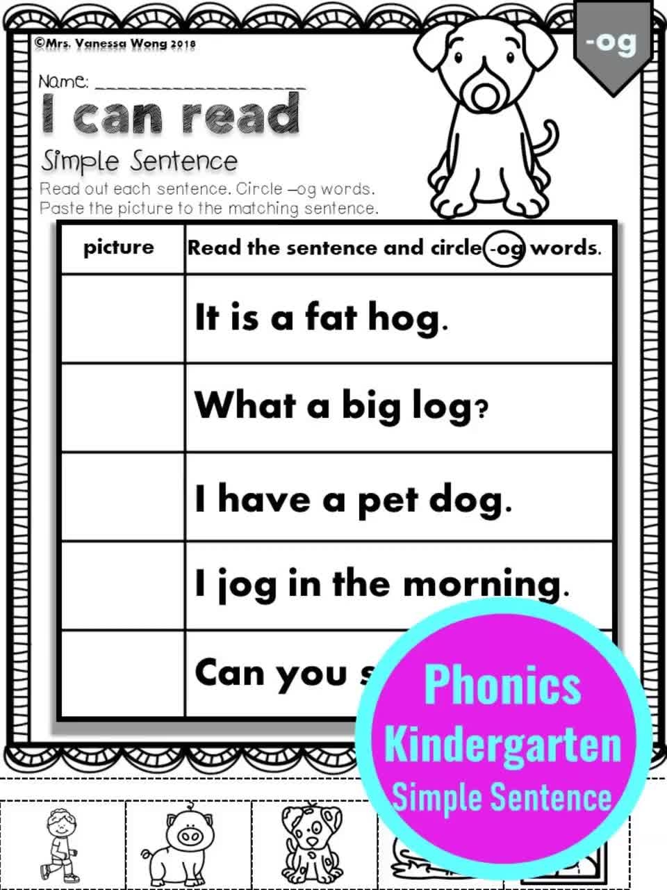 Phonics Worksheets CVC I Can Read Simple Sentences Short Vowel Kindergarten First Grade Etsy Denmark