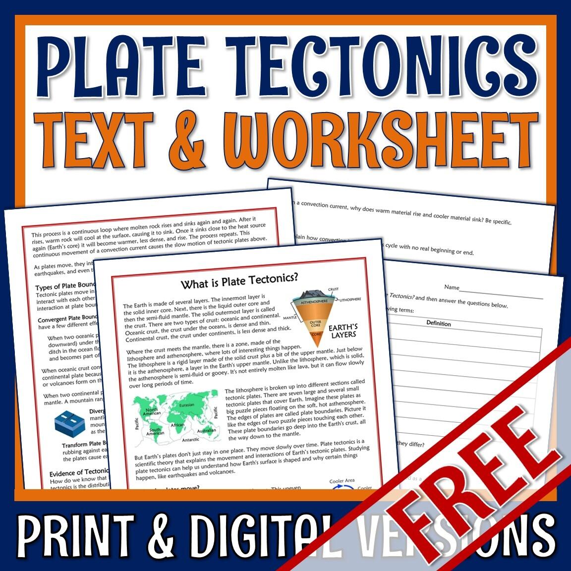 Plate Tectonics Reading Article And Worksheet Flying Colors Science Plate Tectonics Reading Article And Worksheet Flying Colors Science