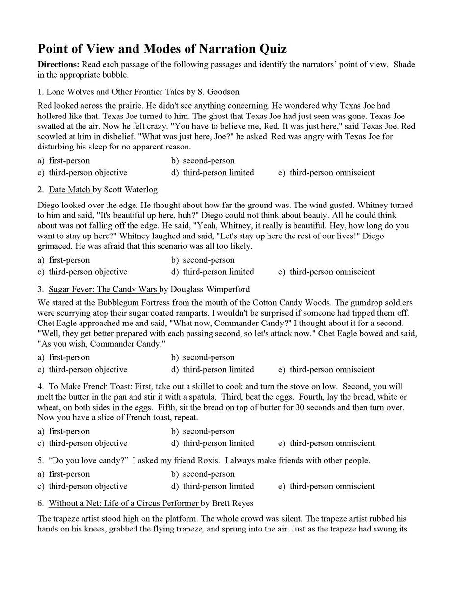 Point Of View Worksheets Reading Activities Point Of View Worksheets Reading Activities