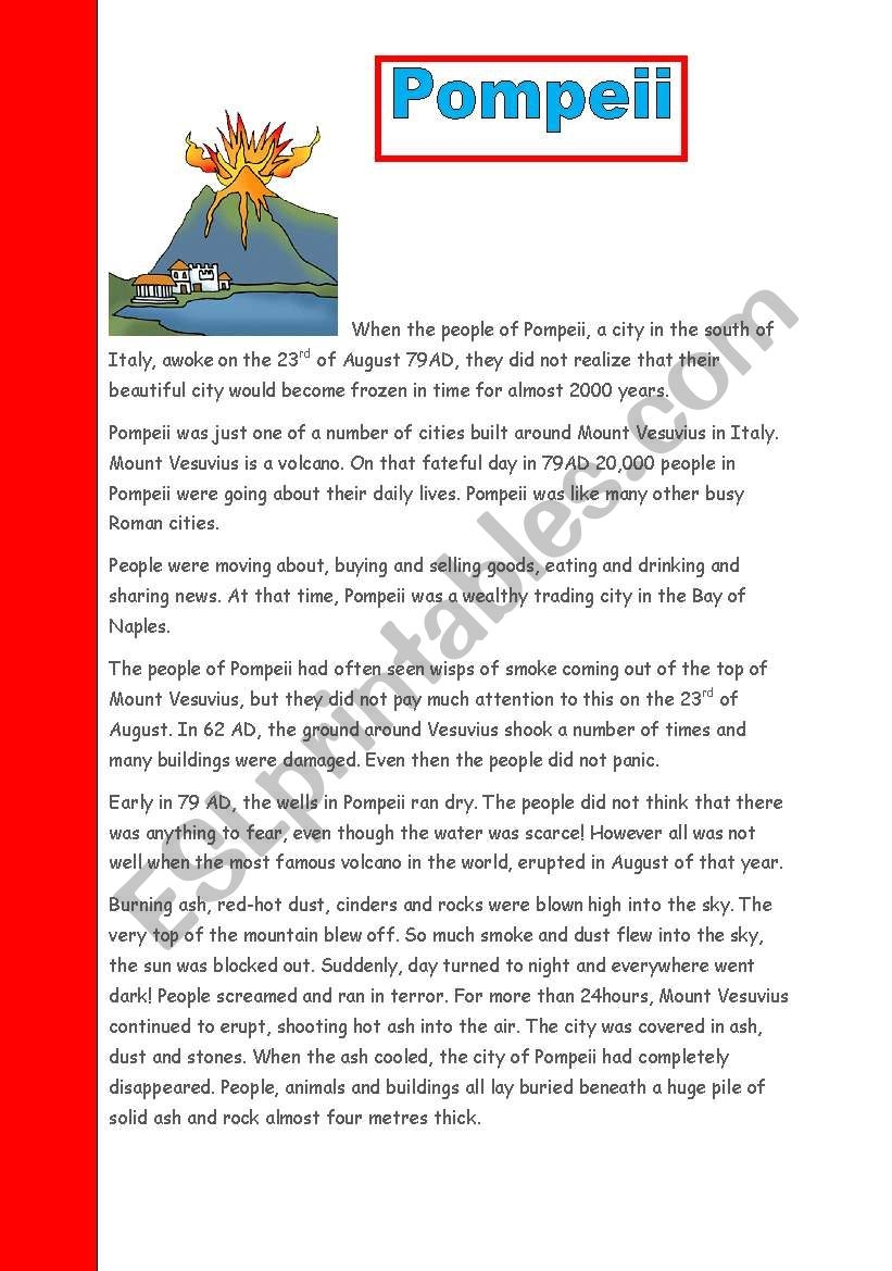 Pompeii The Lost City ESL Worksheet By Louisenoctor Pompeii The Lost City ESL Worksheet By Louisenoctor