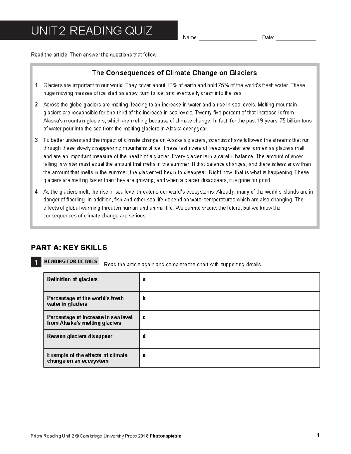 PR TM L2 Unit 2 Reading Language Quiz On Climate Change Studocu
