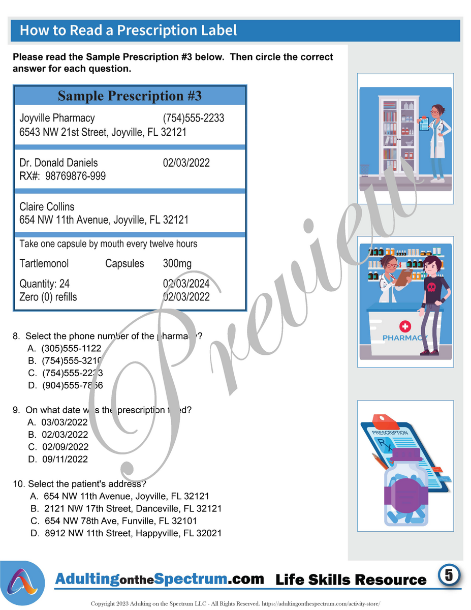 Practical Life Skills How To Read A Prescription Label Made By Teachers