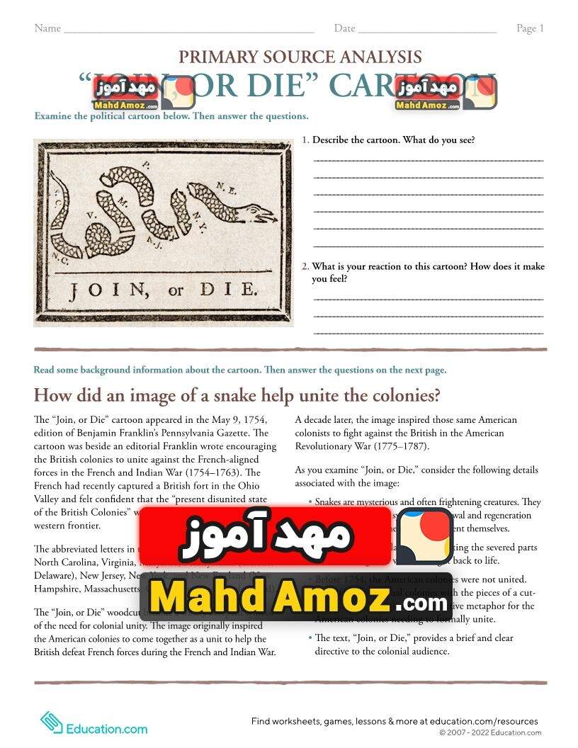 Primary Source Analysis Join Or Die Cartoon Primary Source Analysis Join Or Die Cartoon