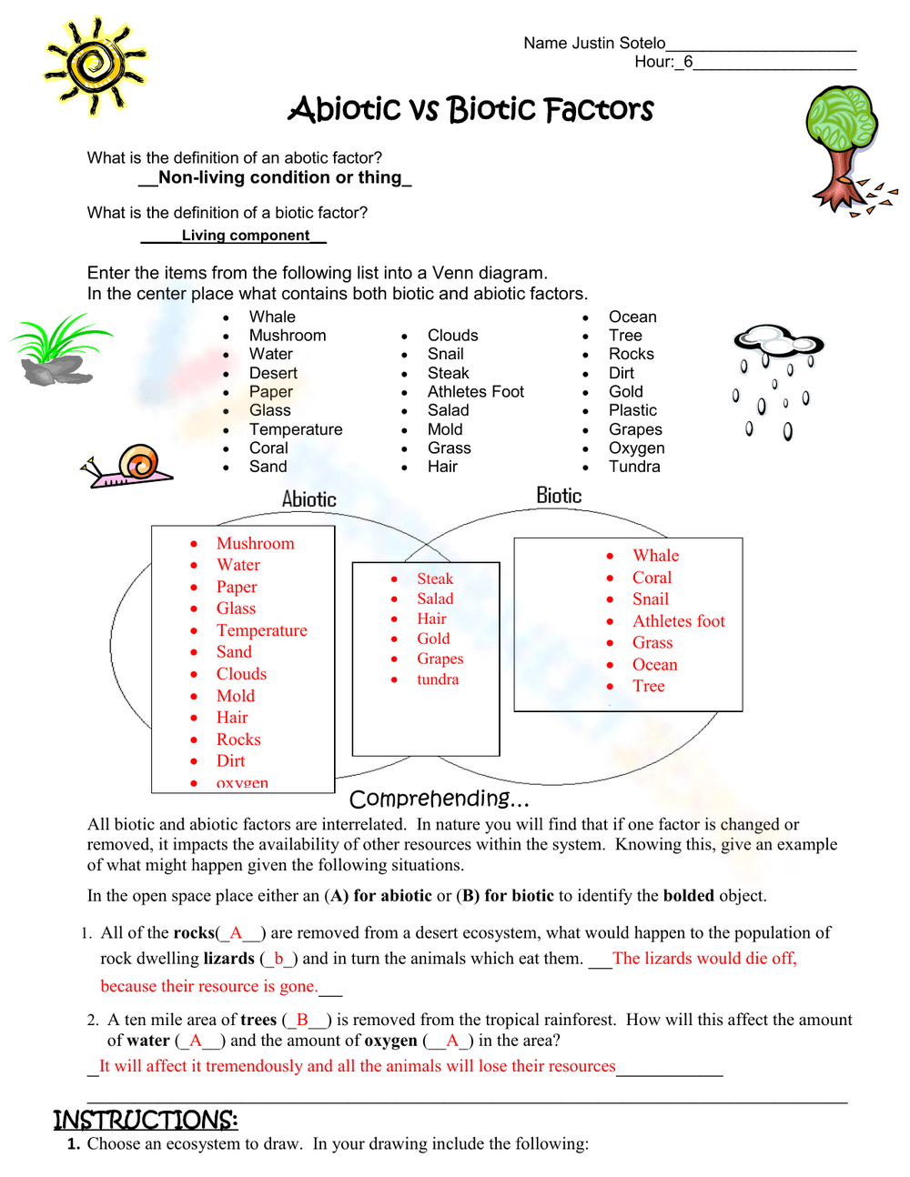 Printable Abiotic Vs Biotic Factors Worksheets Download Printable Abiotic Vs Biotic Factors Worksheets Download