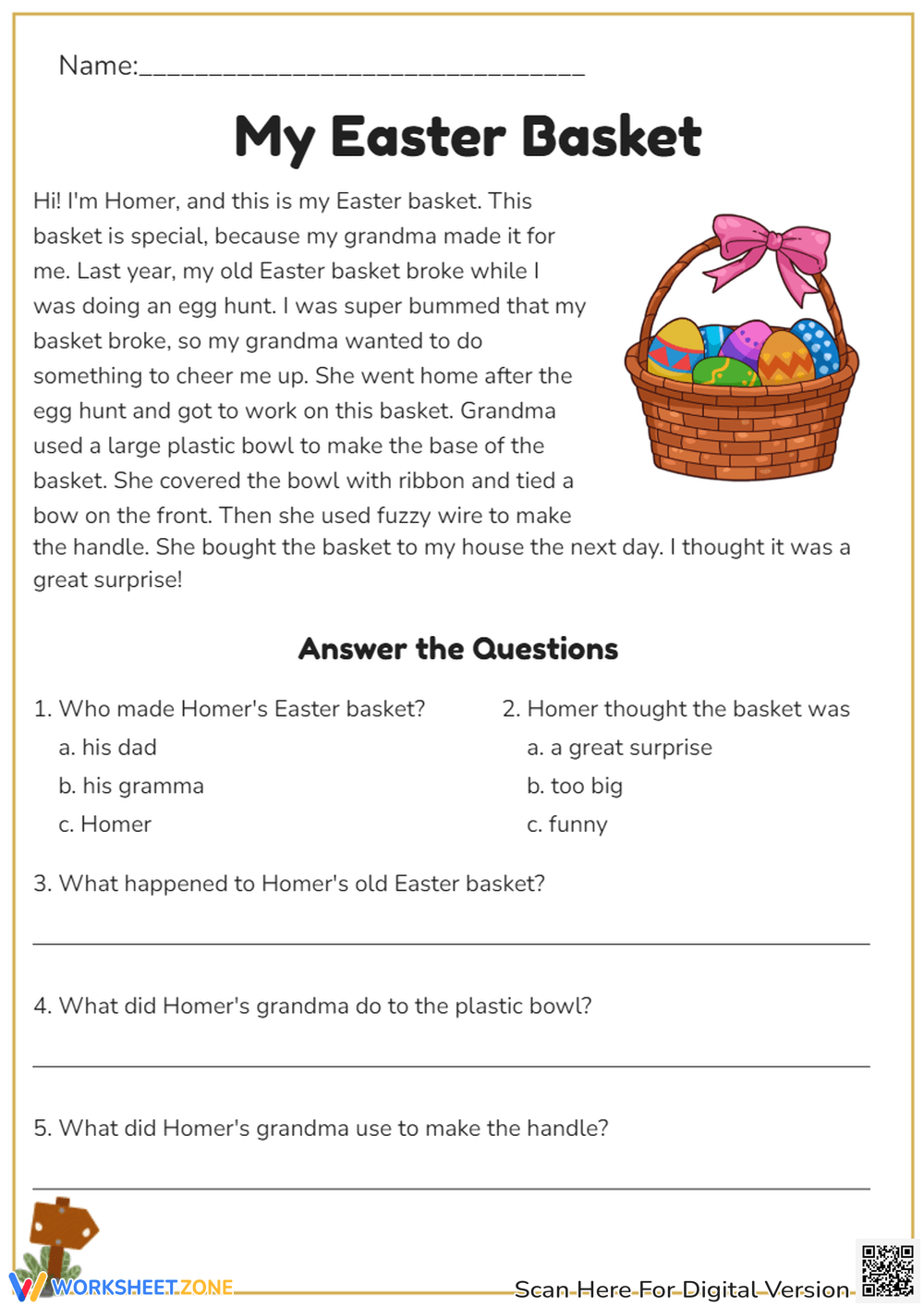Printable Easter Reading Comprehension Worksheets Fill In The Blanks Worksheets Download
