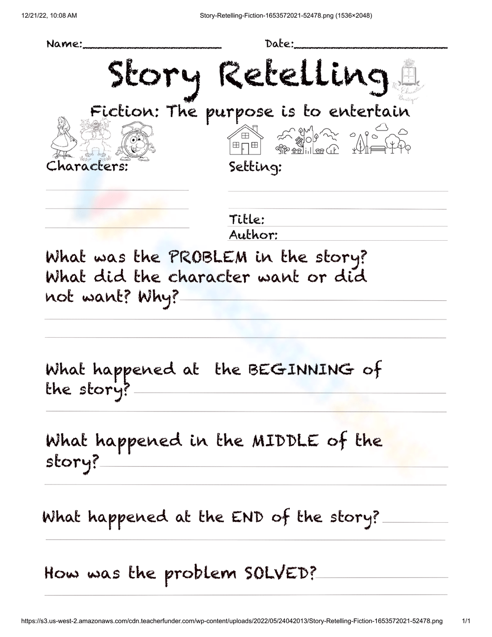 Printable Grade 1 Story Elements Worksheets Download