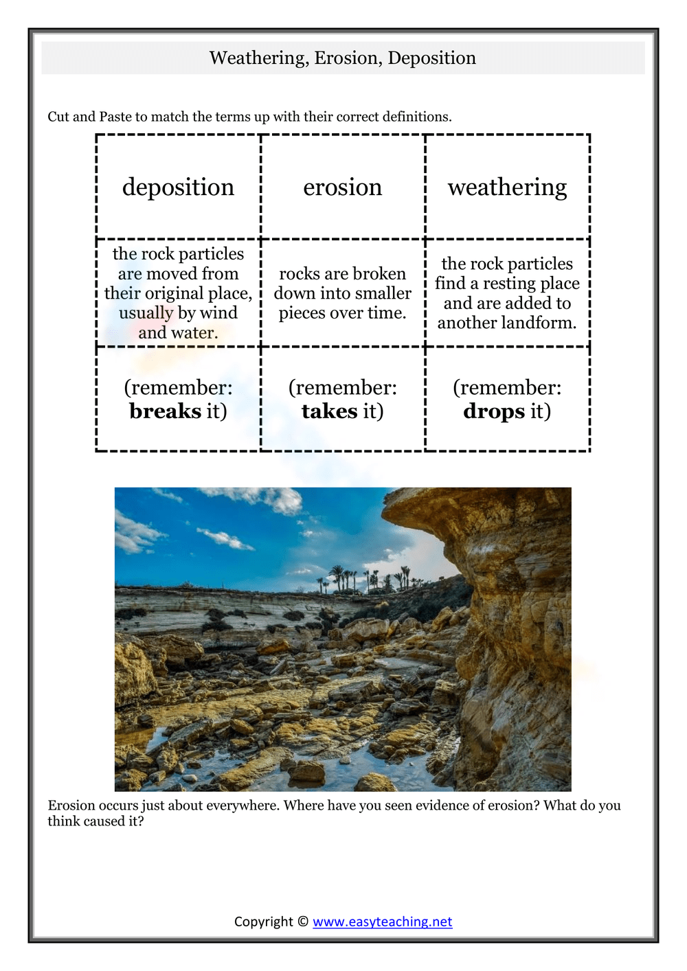 Printable Grade 5 Weathering Erosion And Deposition Worksheets