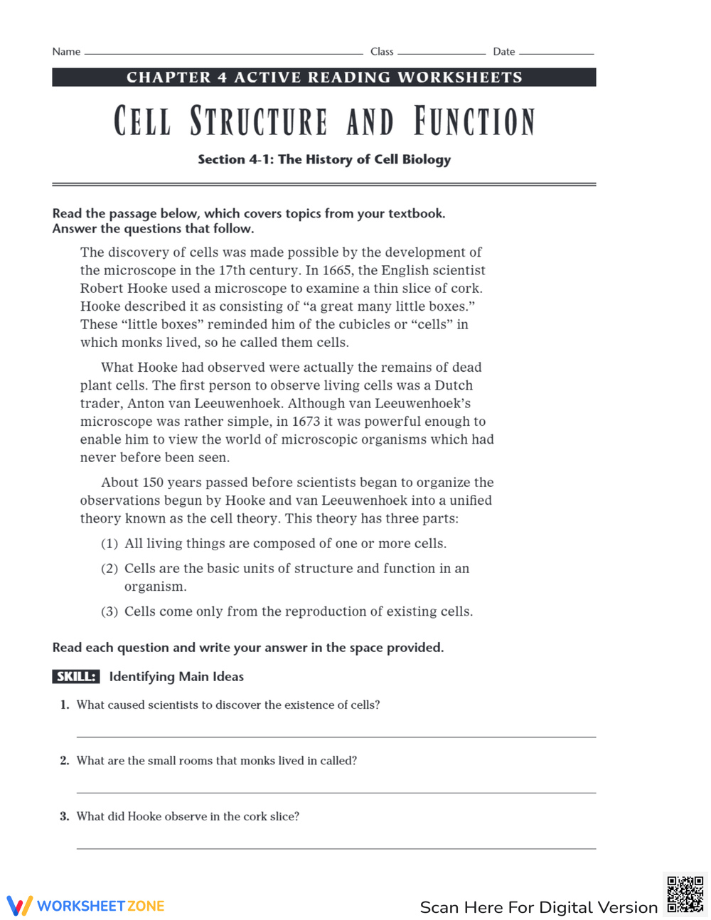 Printable Grade 7 Cell Structure And Function Fill In The Blanks Worksheets Download