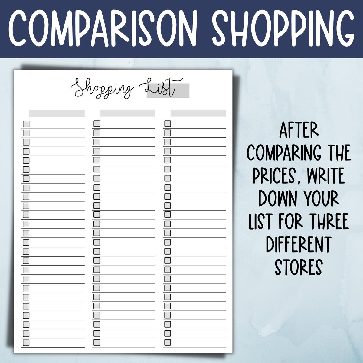 Printable Shopping Price Comparison List Tracker PDF Download Etsy