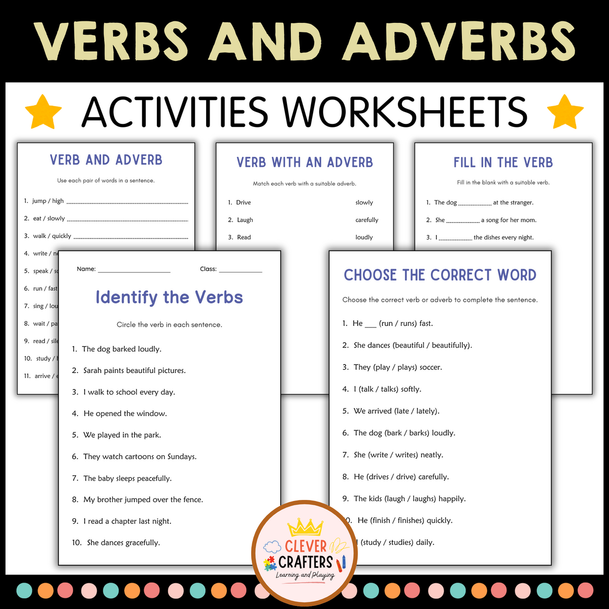 Printable Verbs And Adverbs Grammar Worksheets For Grade 1 2 3 Made By Teachers