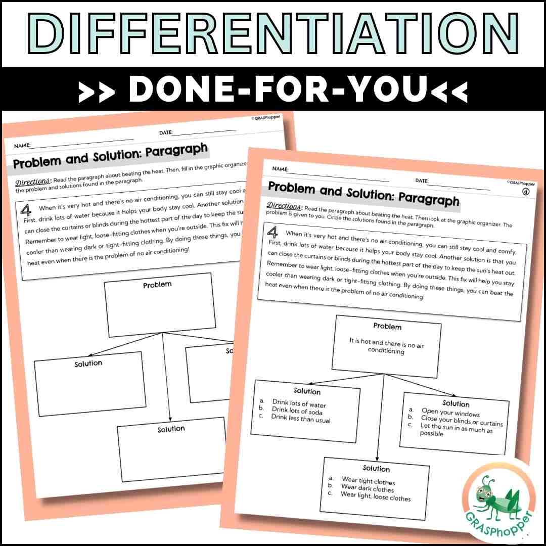Problem And Solution Nonfiction Text Structure Passages And Activities GRASPhopper Learning