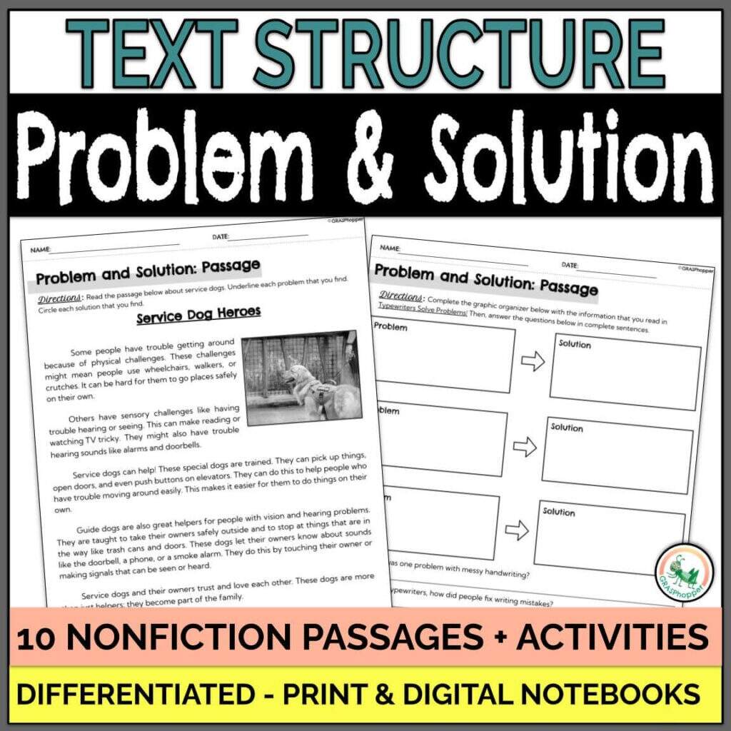 Problem And Solution Nonfiction Text Structure Passages And Activities GRASPhopper Learning