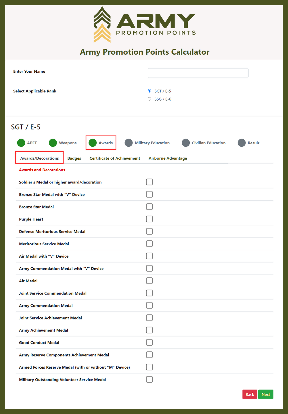 Promotion Points Worksheet Calculator Easily Calculate Your Army Promotion Points